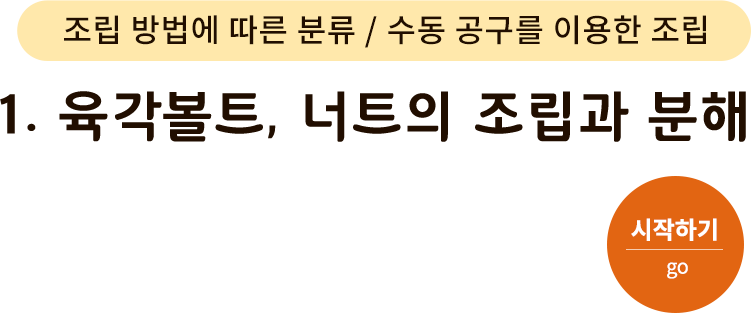 조립 방법에 따른 분류/수동 공구를 이용한 조립-1.육각볼트, 너트의 조립과 분해. 시작하기(go)