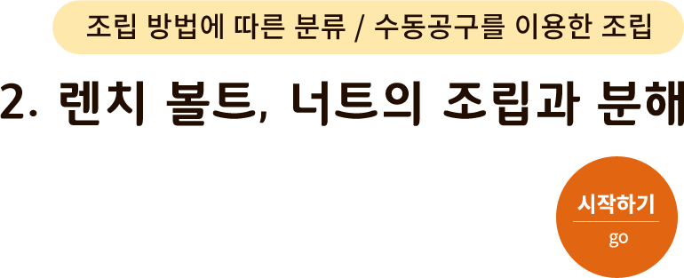 조립 방법에 따른 분류/수동 공구를 이용한 조립-2.렌치 볼트, 너트의 조립과 분해. 시작하기(go)