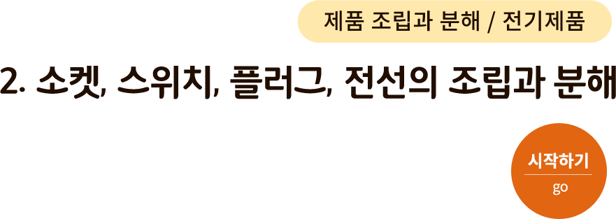 제품 조립과 분해/전기제품-2. 소켓, 스위치, 플러그, 전선의 조립과 분해. 시작하기(go)