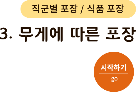 직군별 포장/식품 포장-3.무게에 따른 포장. 시작하기(go)