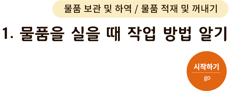 물품 보관 및 하역/물품 싣고 내리기-1. 물품을 실을 때 작업 방법 알기. 시작하기(go)
