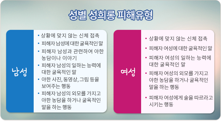 성별 성희롱 피해유형