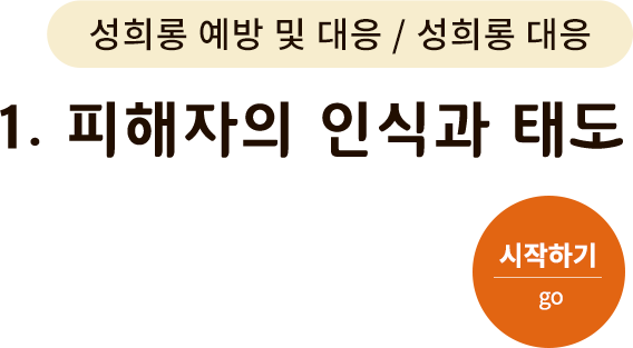 성희롱 예방 및 대응/성희롱 대응 - 1. 피해자의 인식과 태도. 시작하기(go)