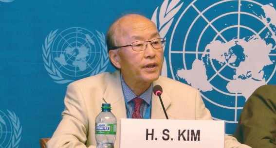 회의에서 발언하고 있는 UN 장애인권리협약 전문위원 김형식 교수 모습