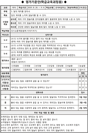 평가기준안(학급교육과정용)