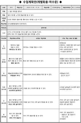 수업계획안(개별화용-중수준)