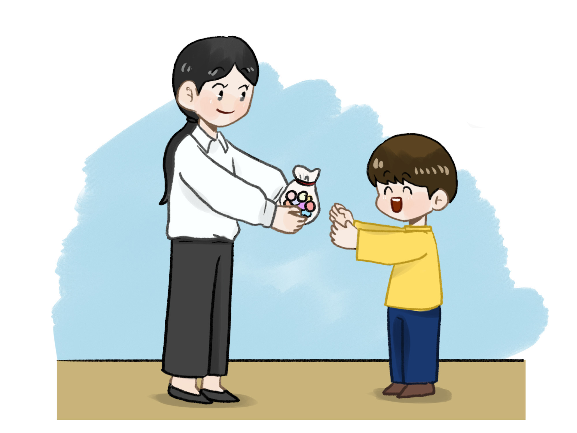 선물을 받는 그림