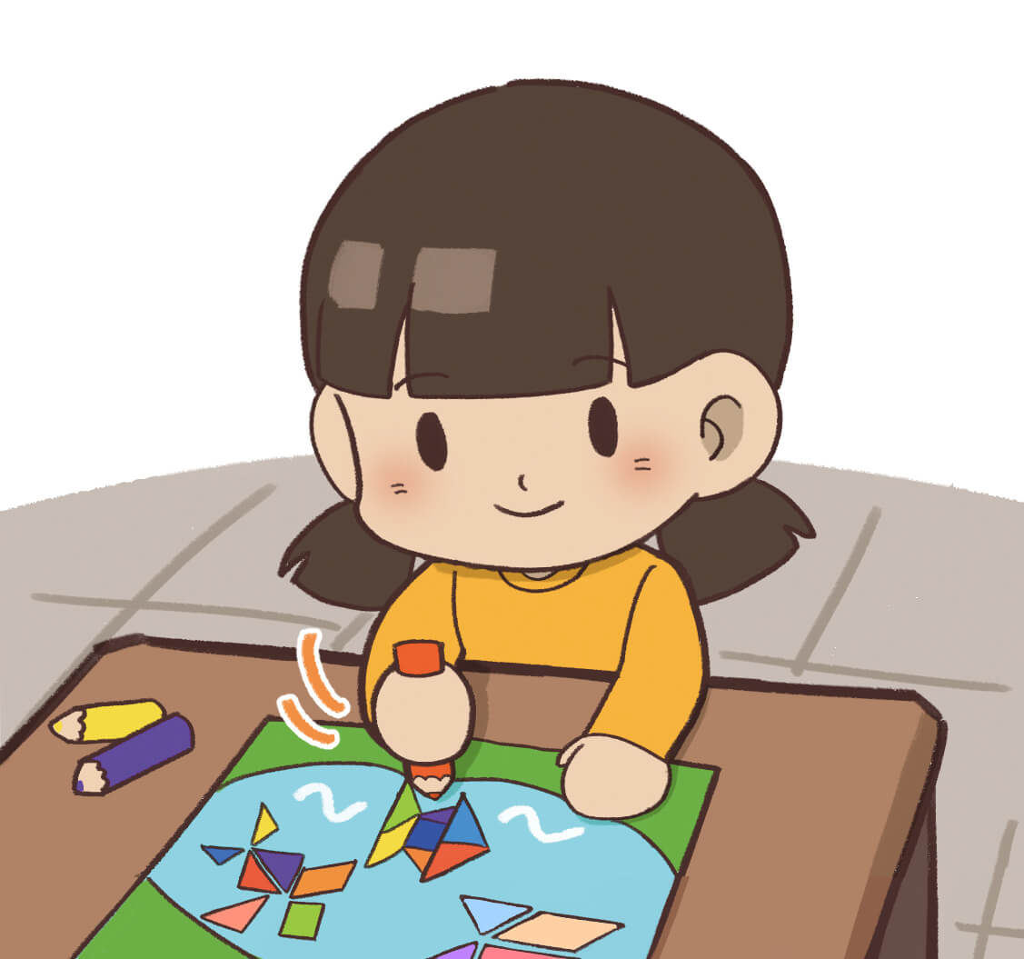 그림을 색칠하는 모습