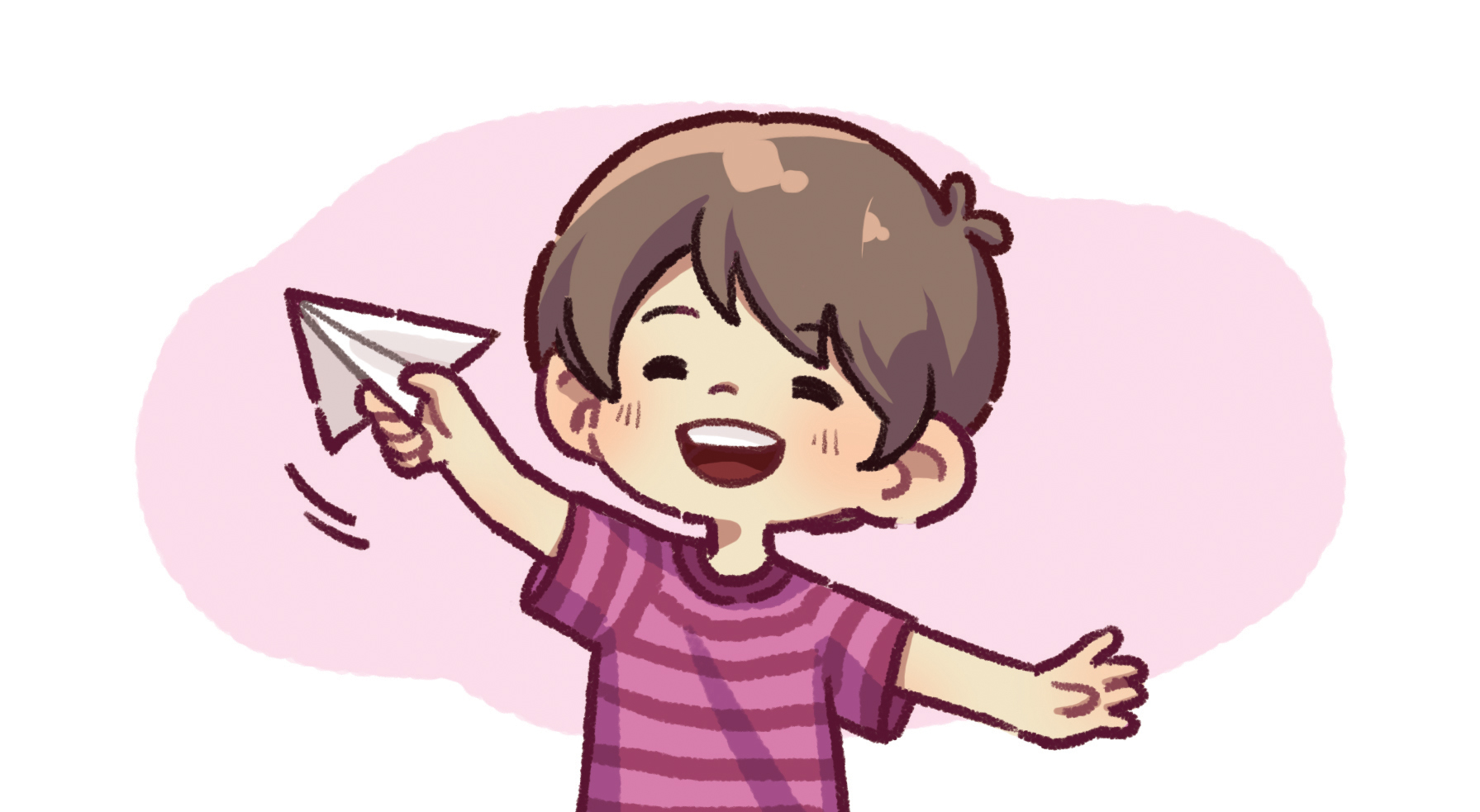이미지. 완성된 종이비행기를 들고 있는 학생의 그림