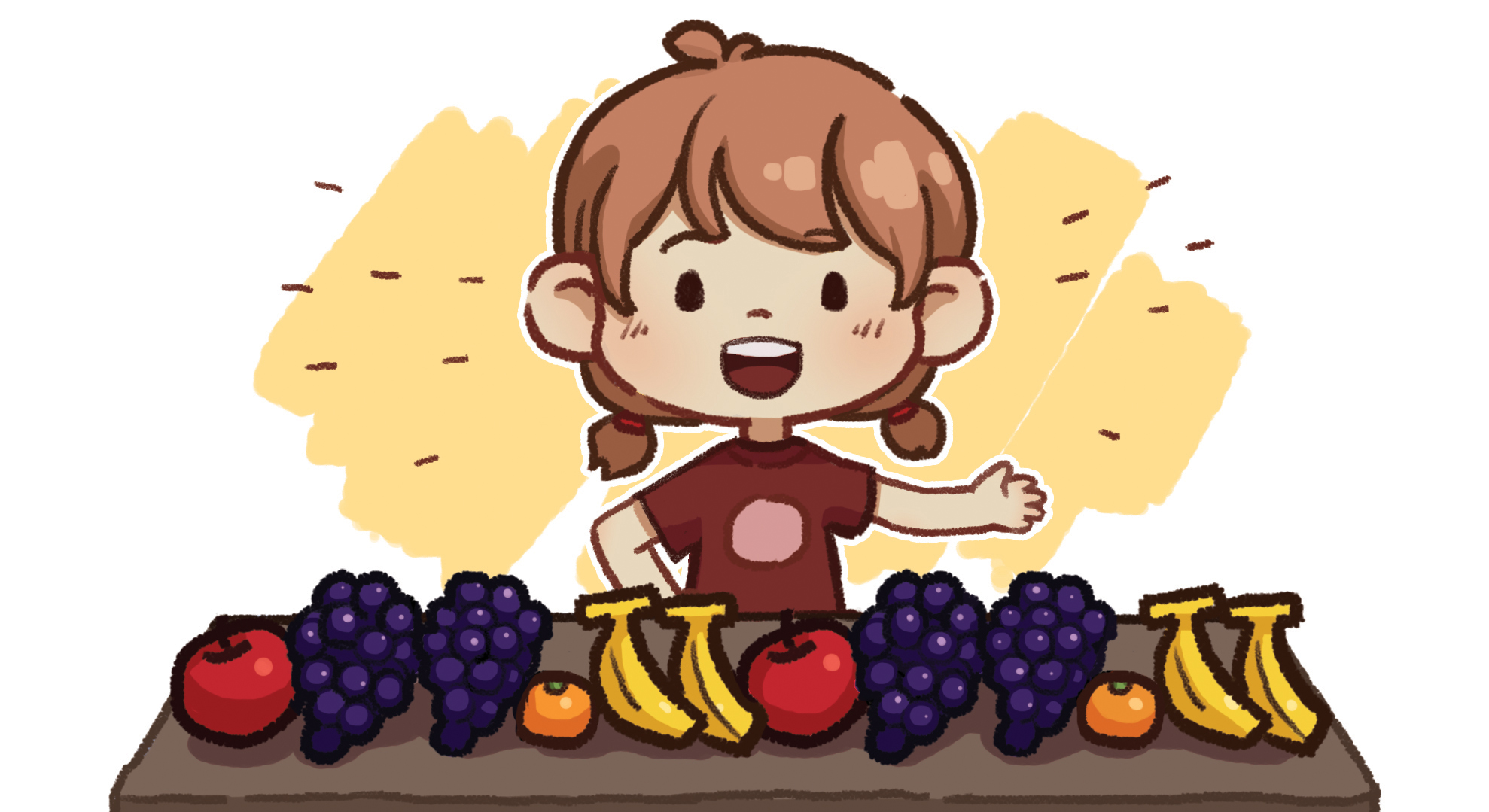 이미지. 과일가게 놀이하는 학생의 그림