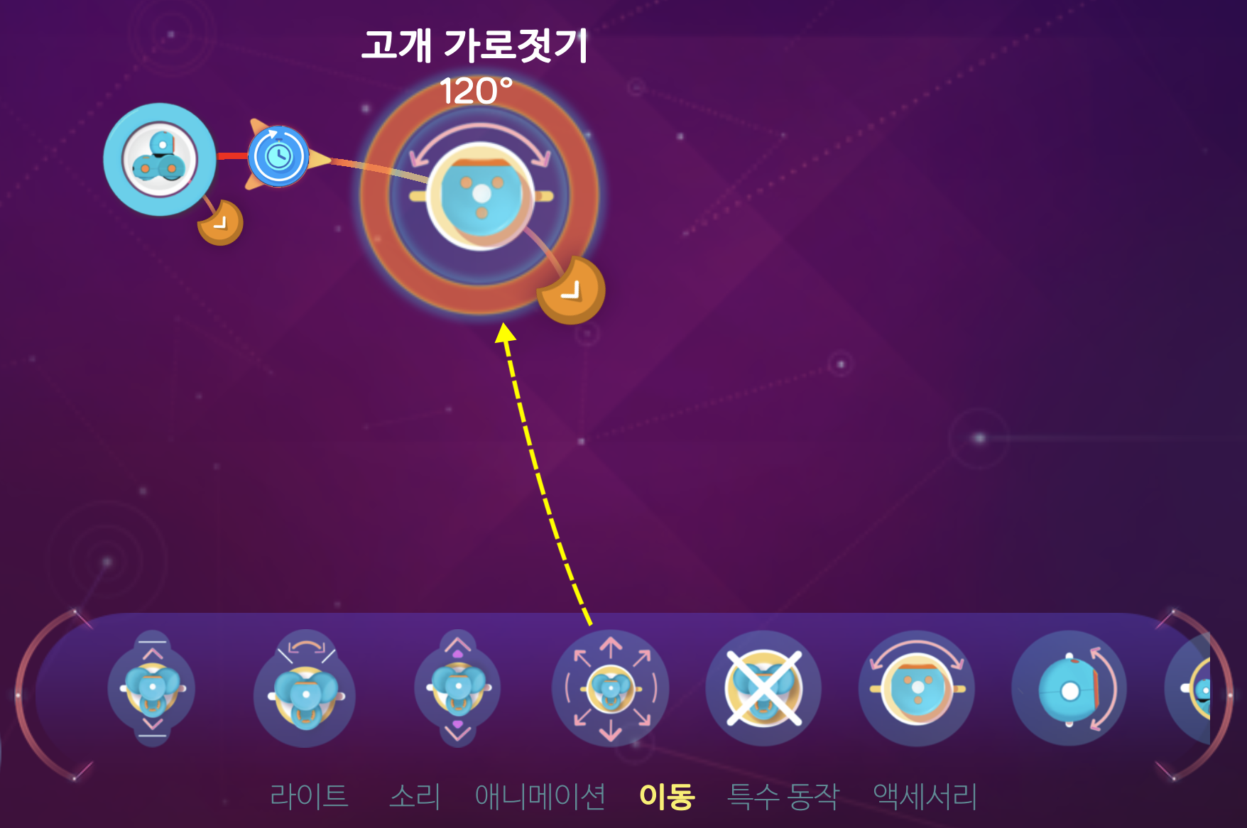 이미지. 고개 가로젓기를 선택하고 있는 스크린샷