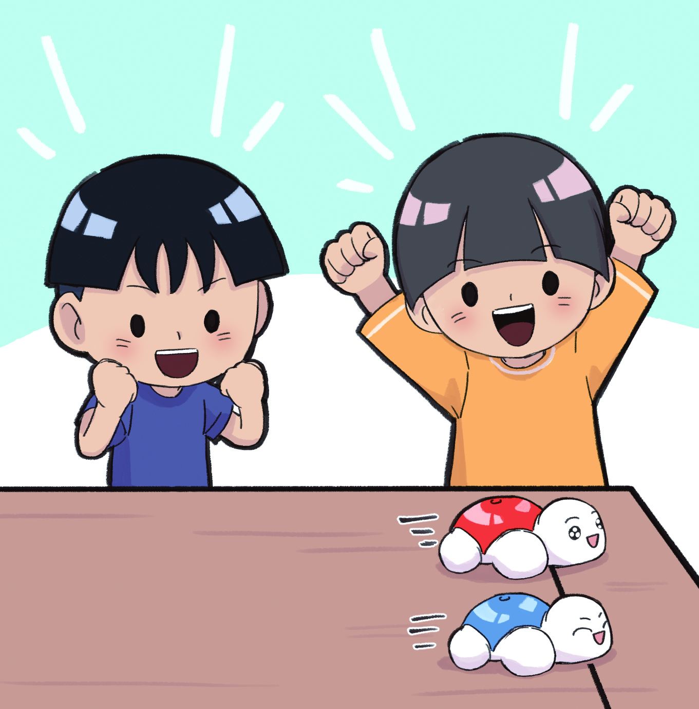 이미지. 거북이 달리기 대회를 하고 있는 그림