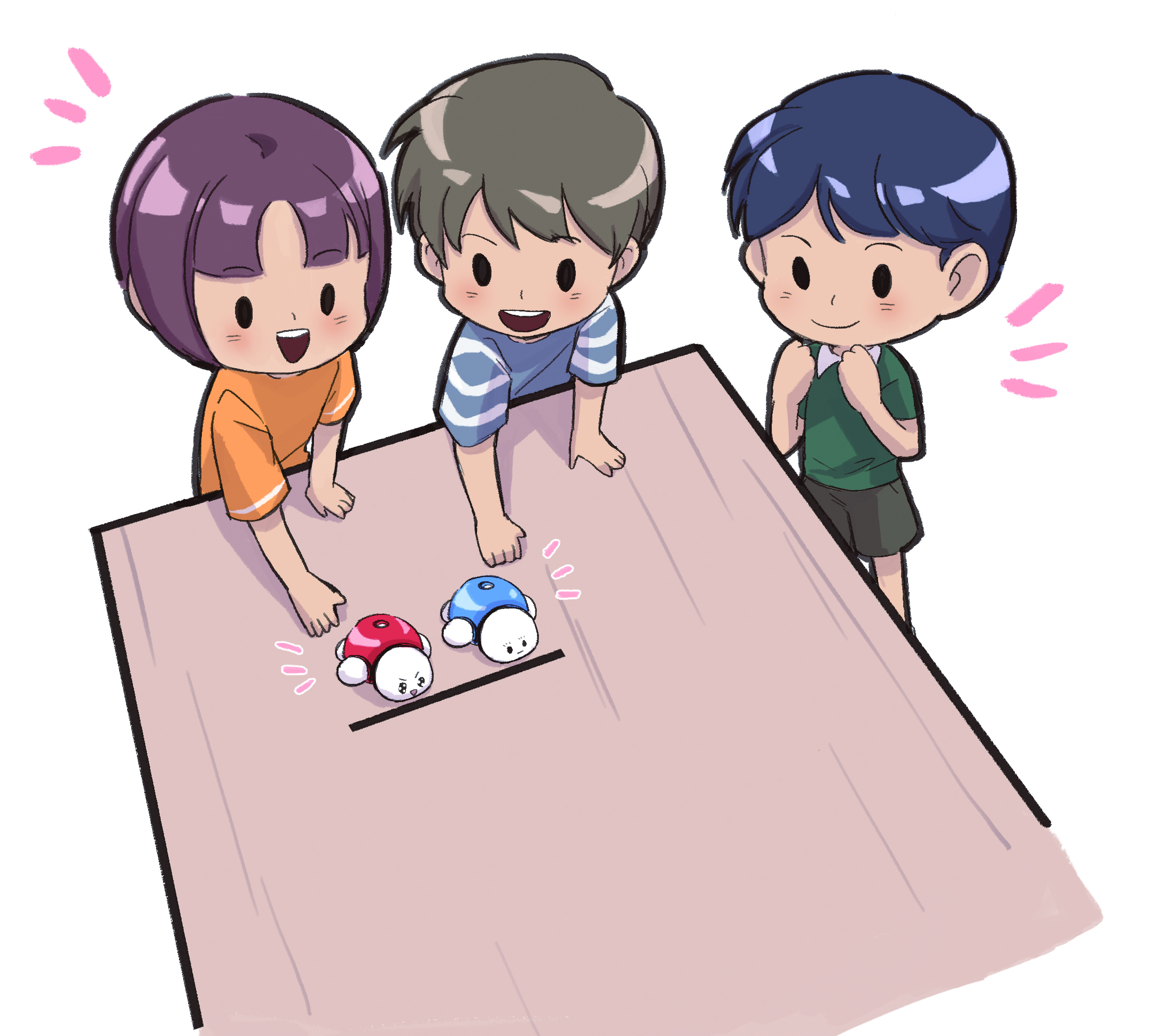 이미지. 거북이 멀리가기 경기를 하고 있는 모습의  그림