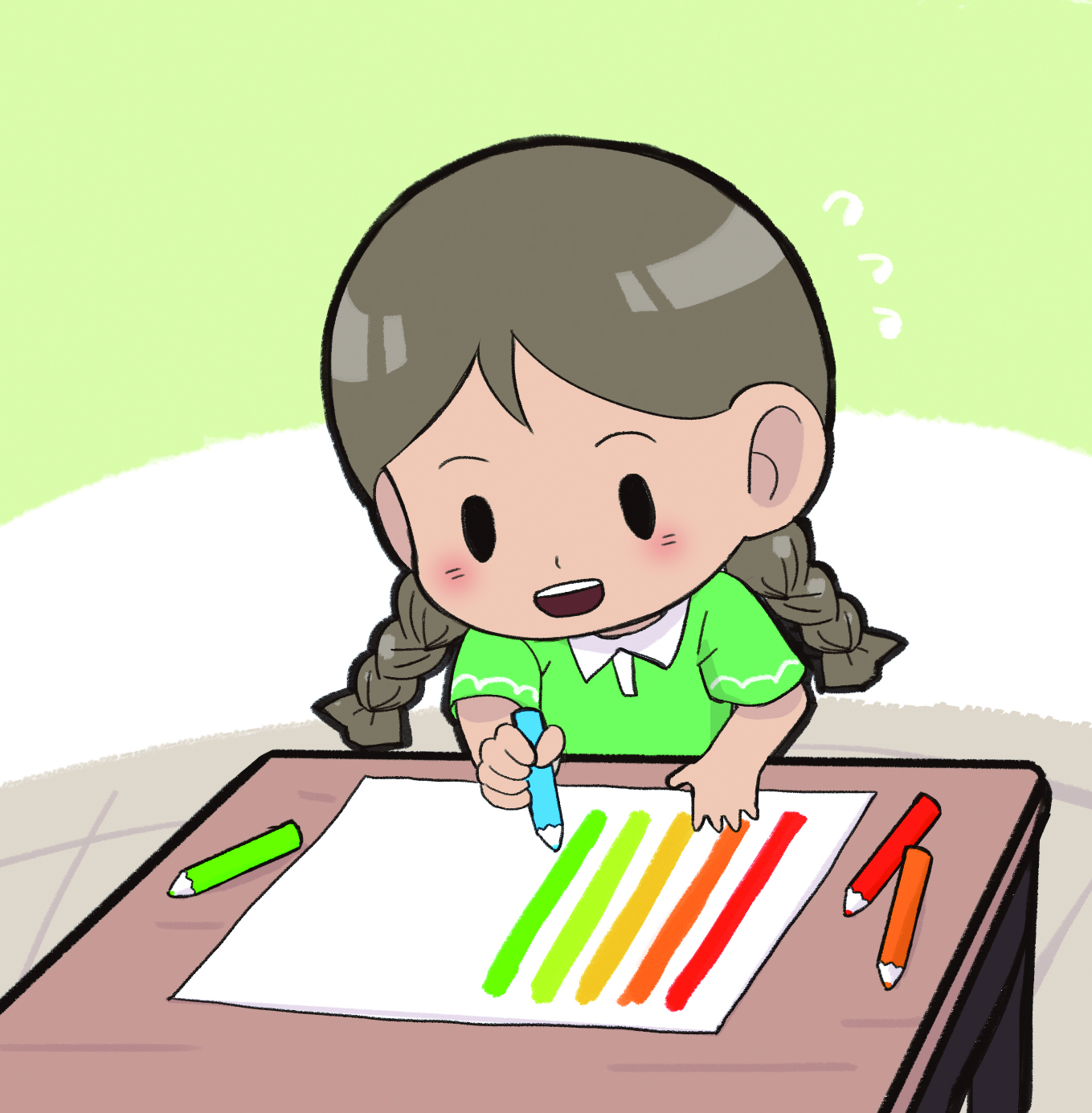 이미지. 종이에 색칠하고 있는 그림