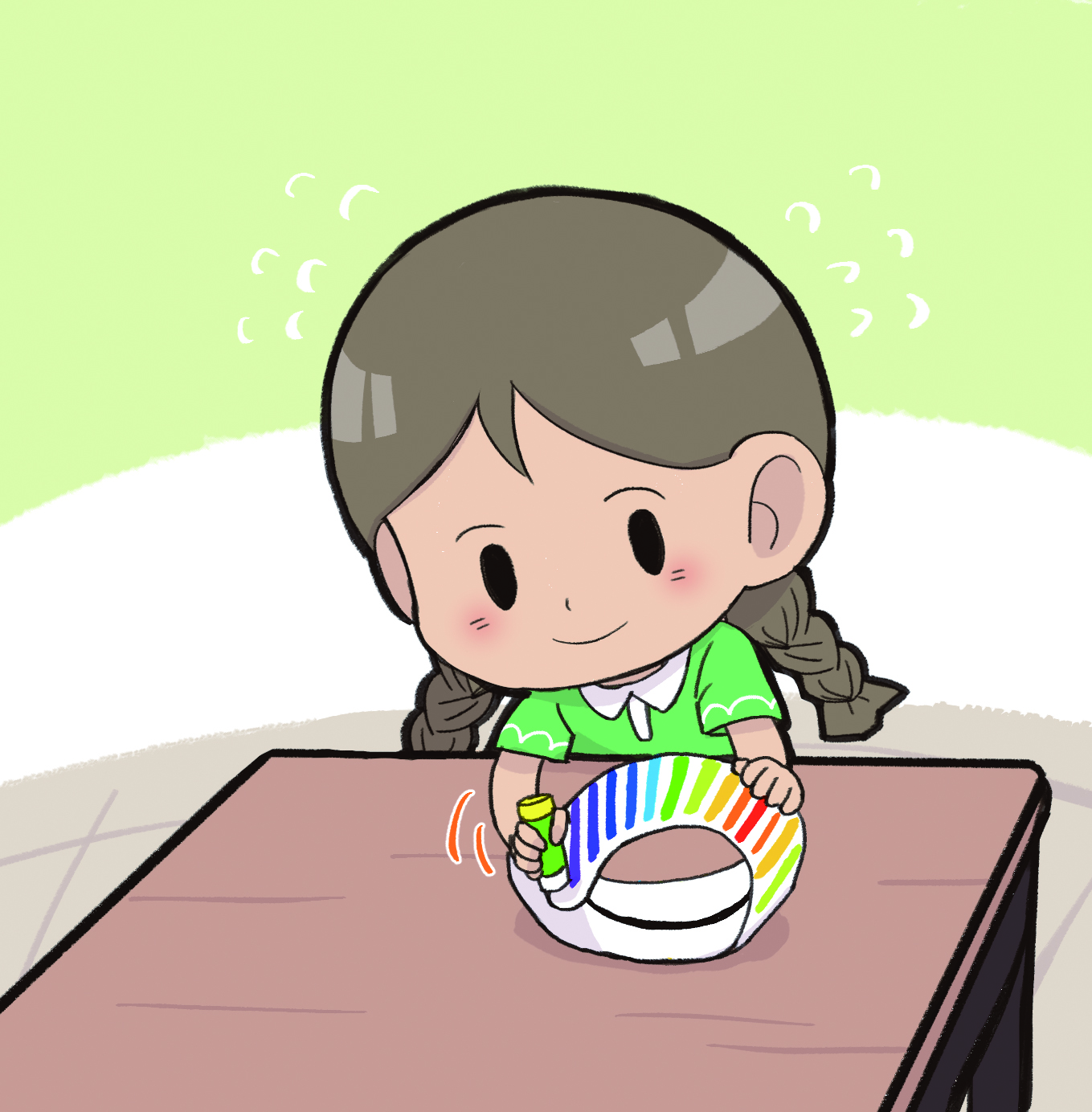 이미지. 종이에 풀칠을 하고 있는 그림