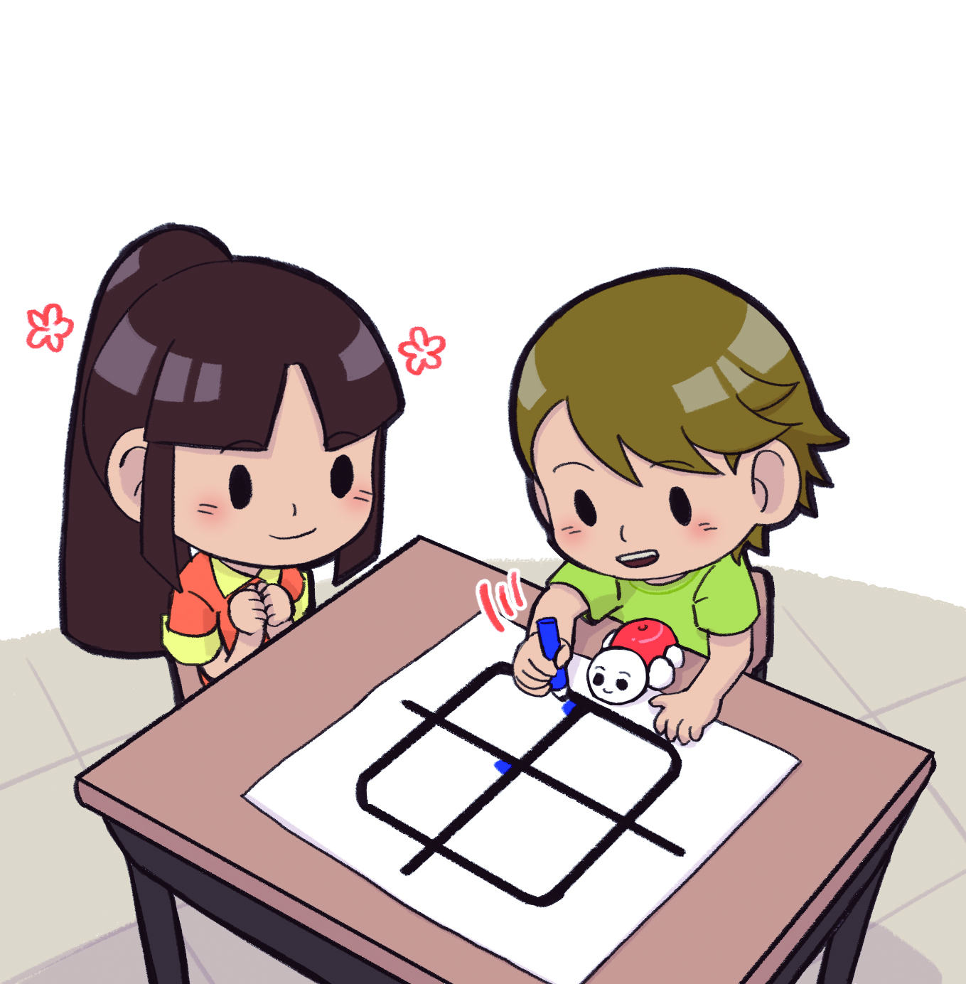 이미지. 신호등 색을 그리고 있는 그림 그림