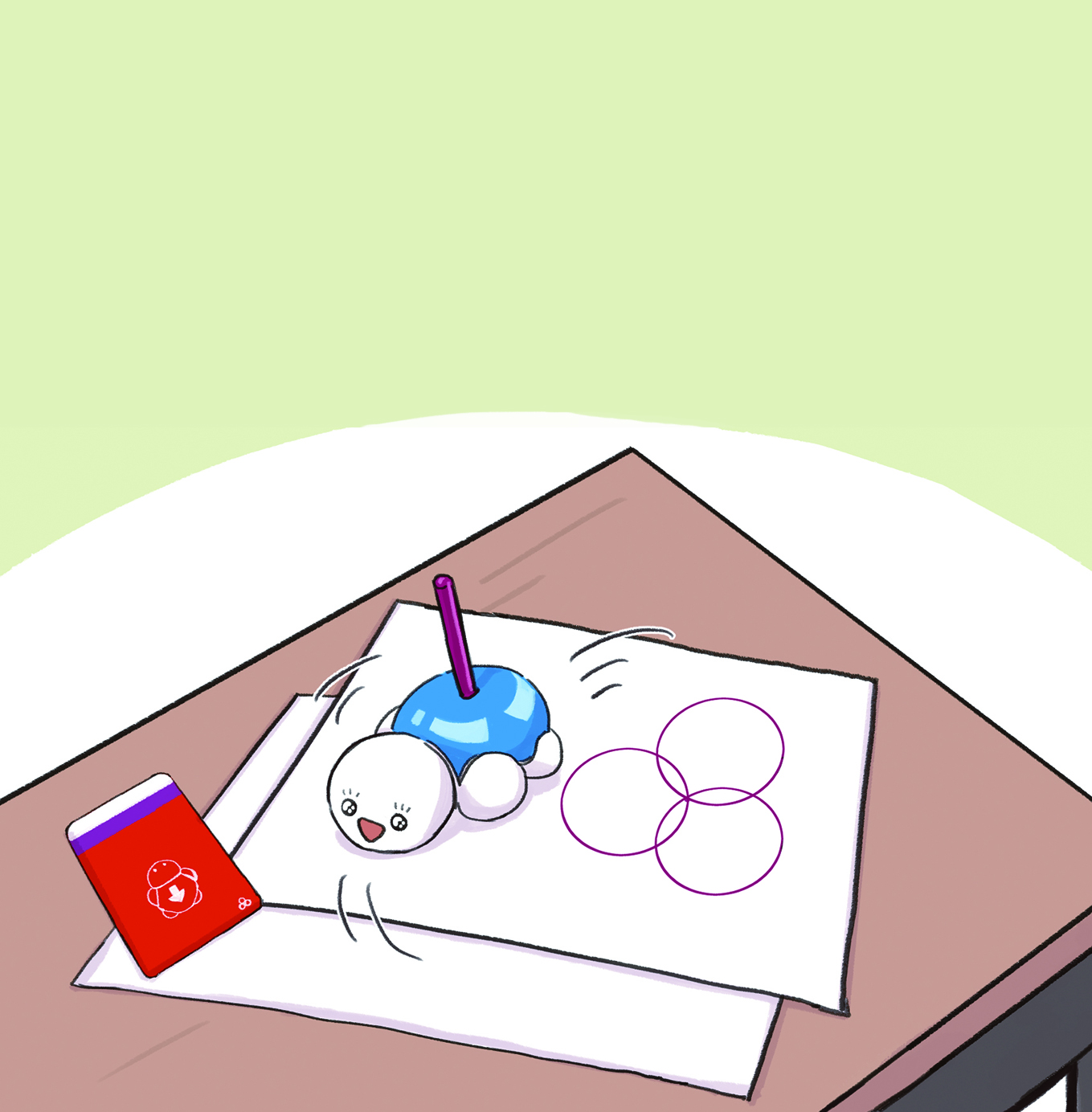 이미지. 거북이 로봇이 움직이면서 도형을 그리고 있는 그림