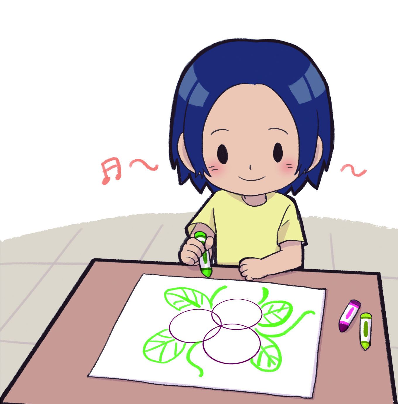 이미지. 거북이 로봇이 그린 도형을 색칠하고 있는 그림