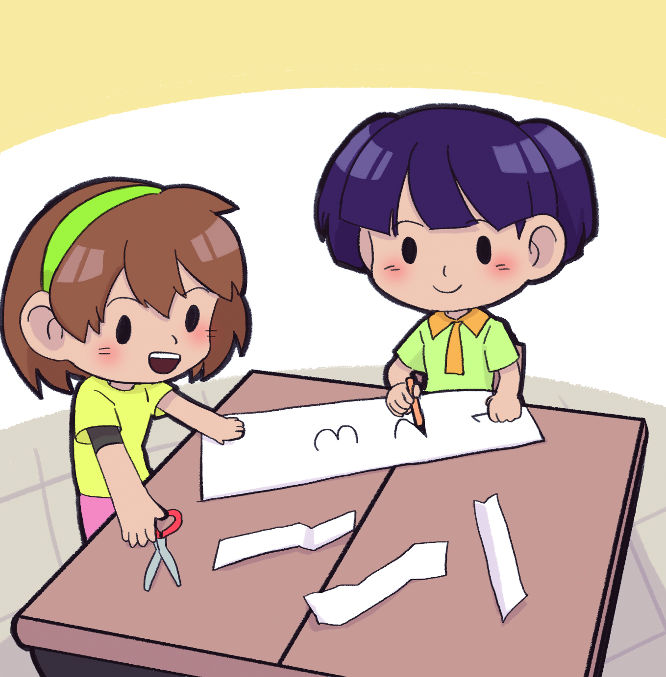 이미지.학생이 숫자 맞추기 판을 제작하고 있는 그림