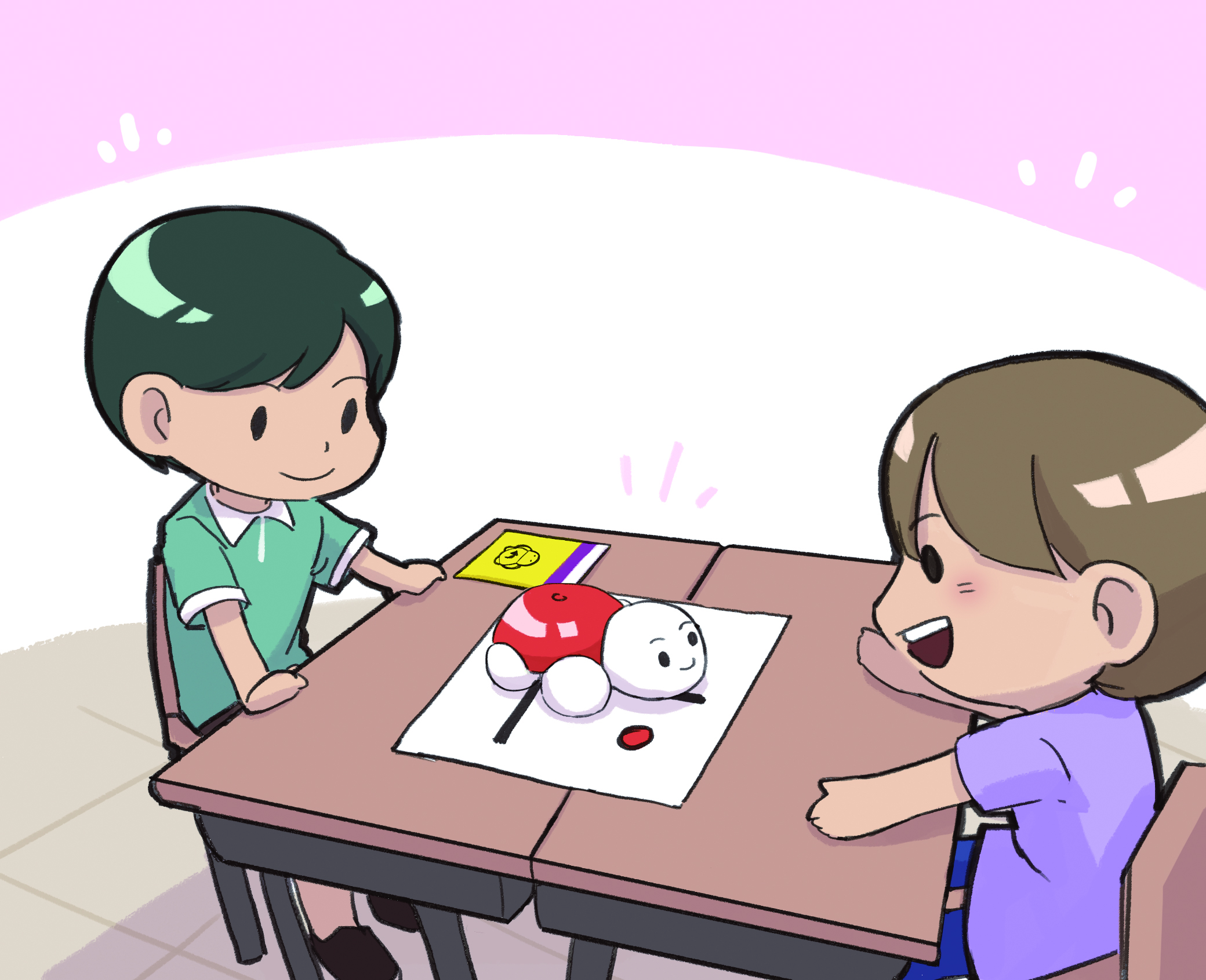 이미지, 참참참 게임을 하고 있는 학생들의 그림