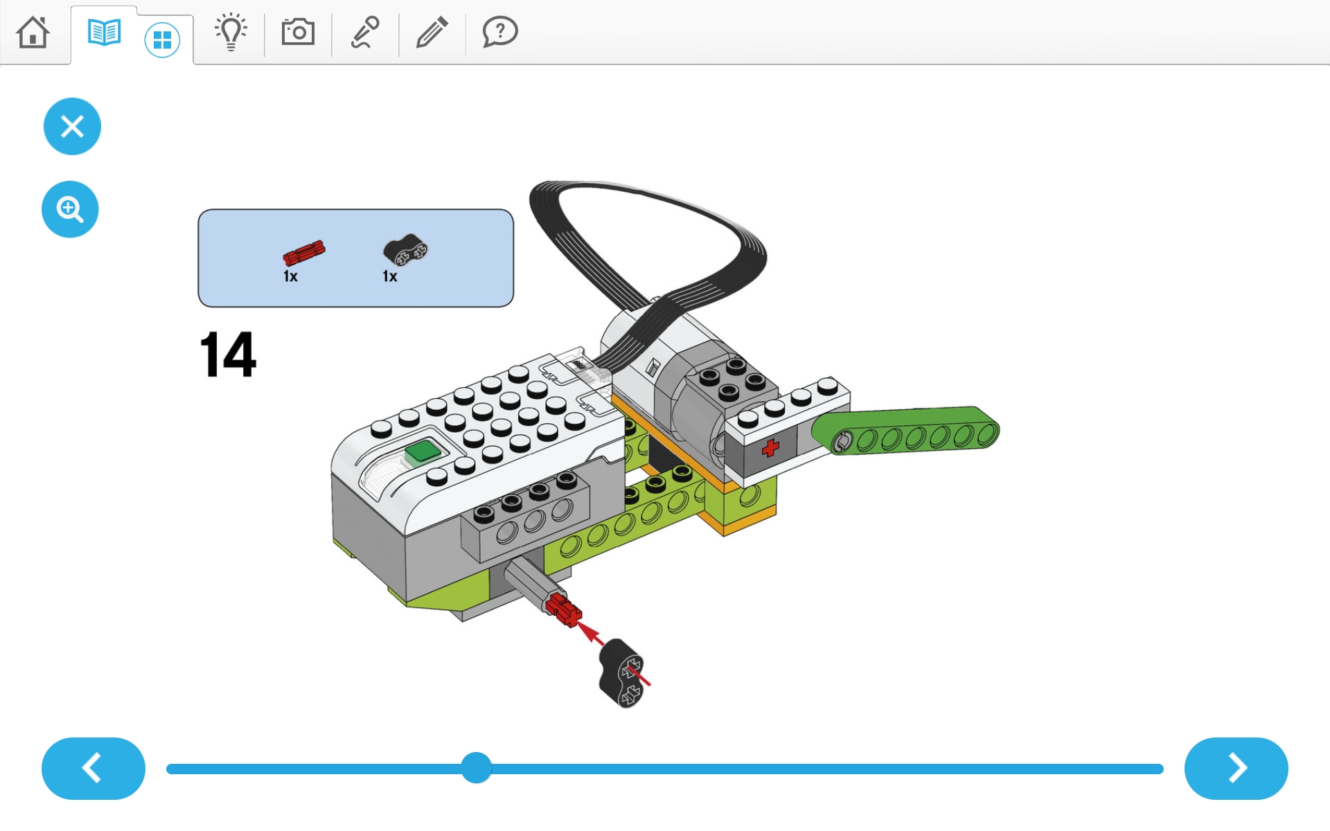 이미지. 위두(WeDo 2.0)로 지진시뮬레이터 및 실험할 건물 3개 조립 순서도 14번째