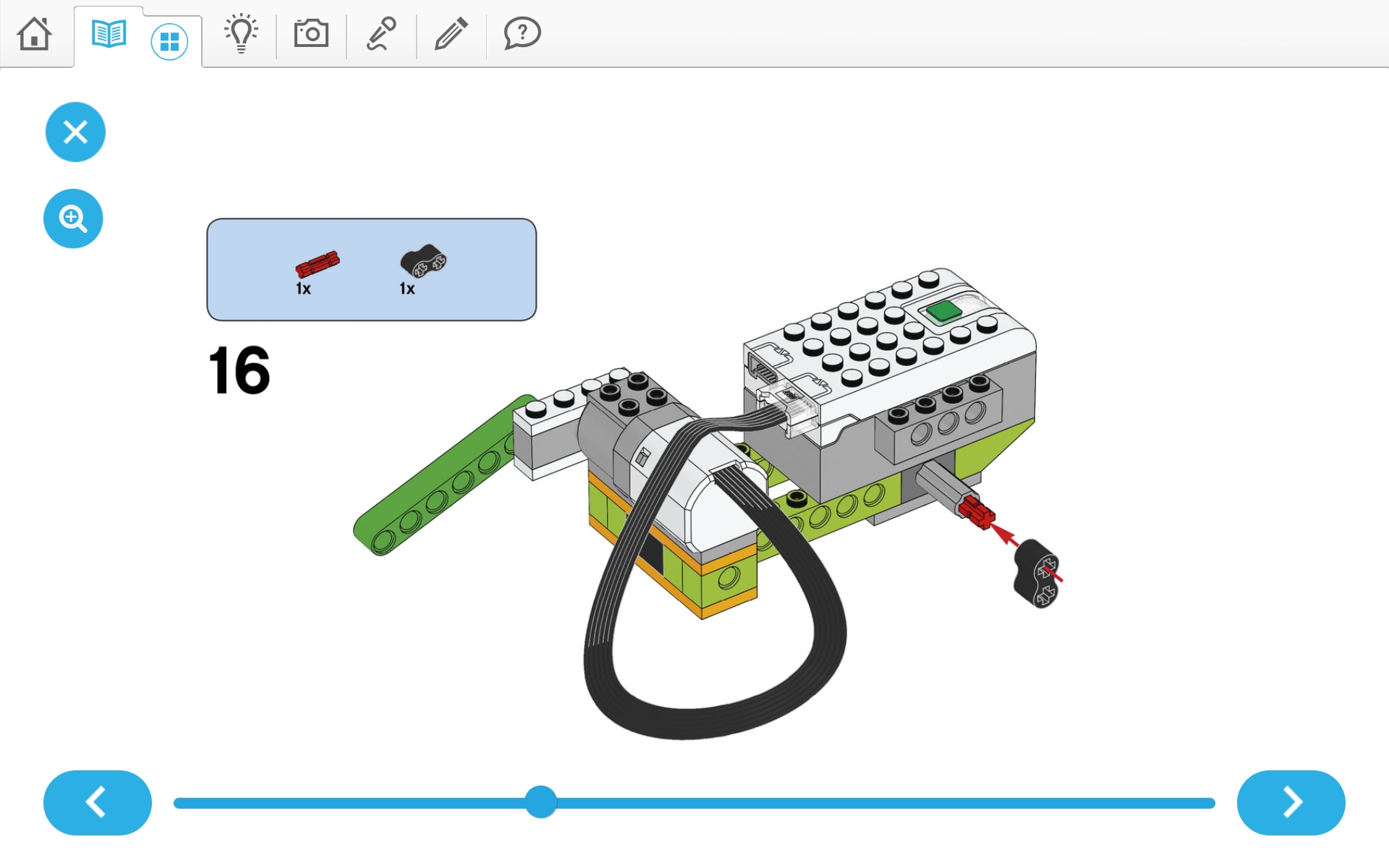 이미지. 위두(WeDo 2.0)로 지진시뮬레이터 및 실험할 건물 3개 조립 순서도 16번째
