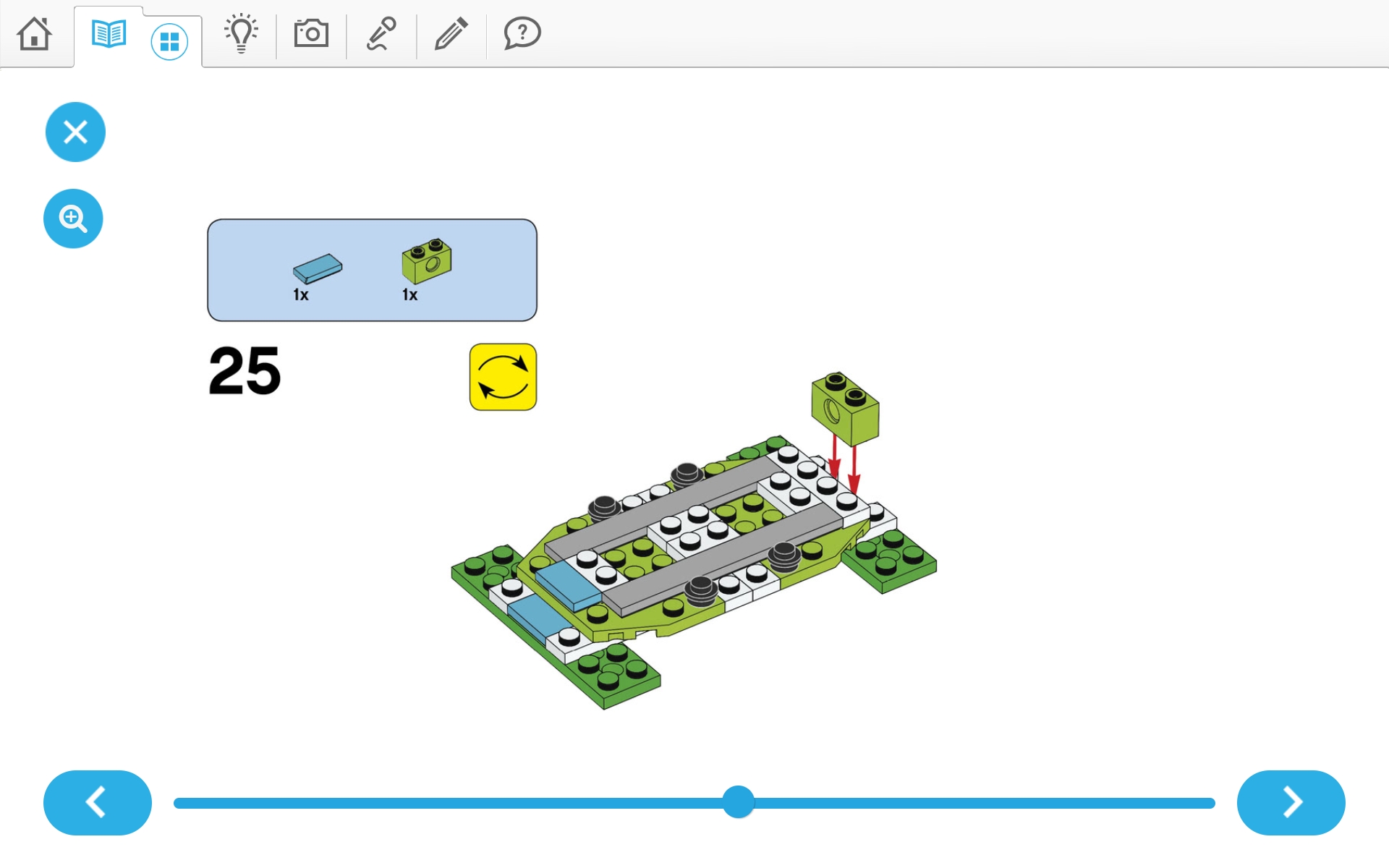이미지. 위두(WeDo 2.0)로 지진시뮬레이터 및 실험할 건물 3개 조립 순서도 25번째