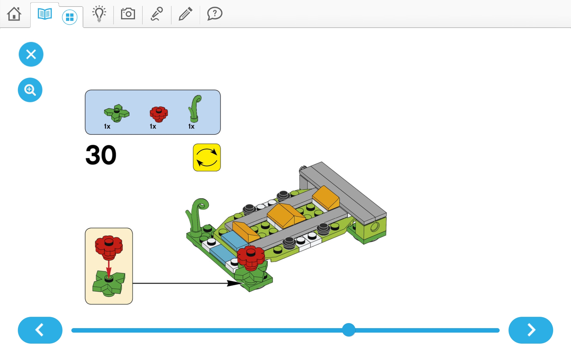 이미지. 위두(WeDo 2.0)로 지진시뮬레이터 및 실험할 건물 3개 조립 순서도 30번째