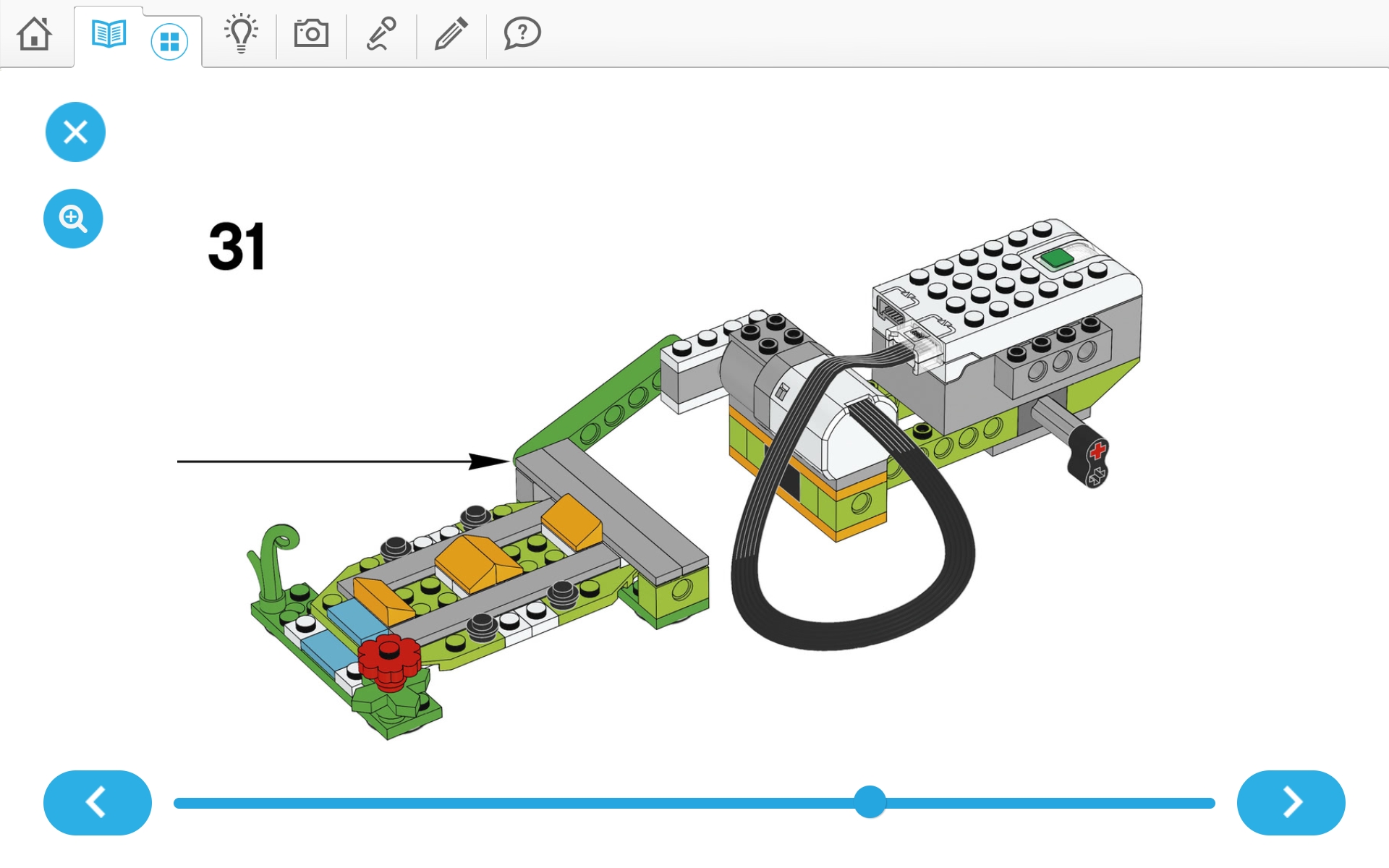 이미지. 위두(WeDo 2.0)로 지진시뮬레이터 및 실험할 건물 3개 조립 순서도 31번째