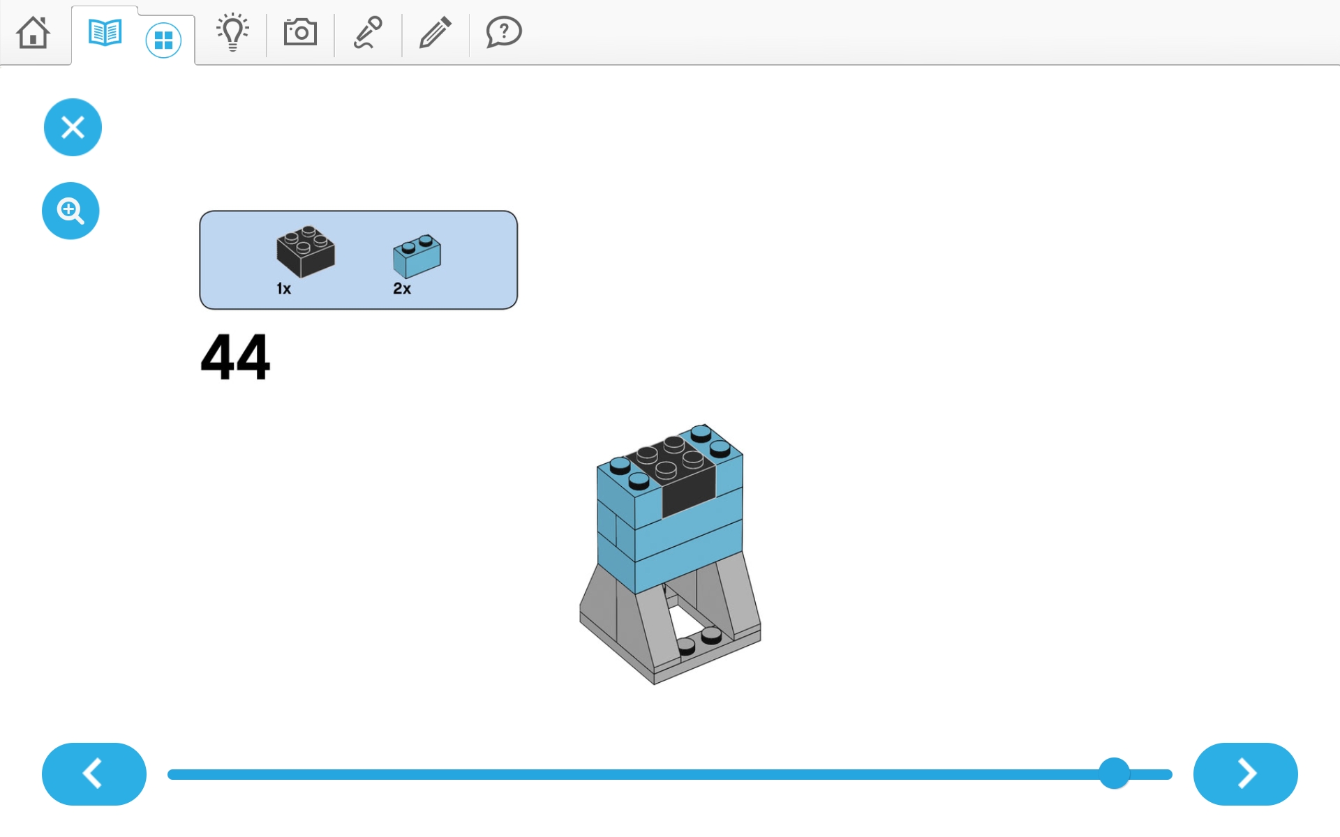 이미지. 위두(WeDo 2.0)로 지진시뮬레이터 및 실험할 건물 3개 조립 순서도 44번째
