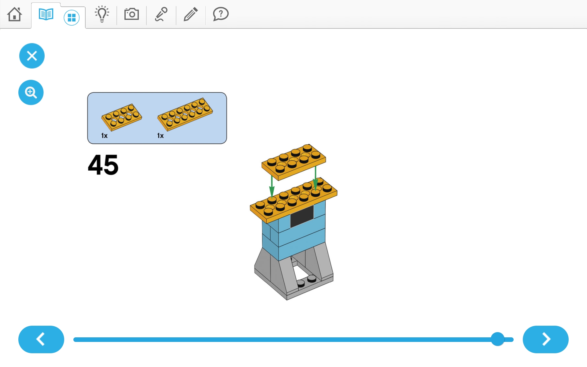 이미지. 위두(WeDo 2.0)로 지진시뮬레이터 및 실험할 건물 3개 조립 순서도 45번째