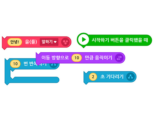 이미지, 엔트리에서 각각의 블록들을 나열한 스크린샷