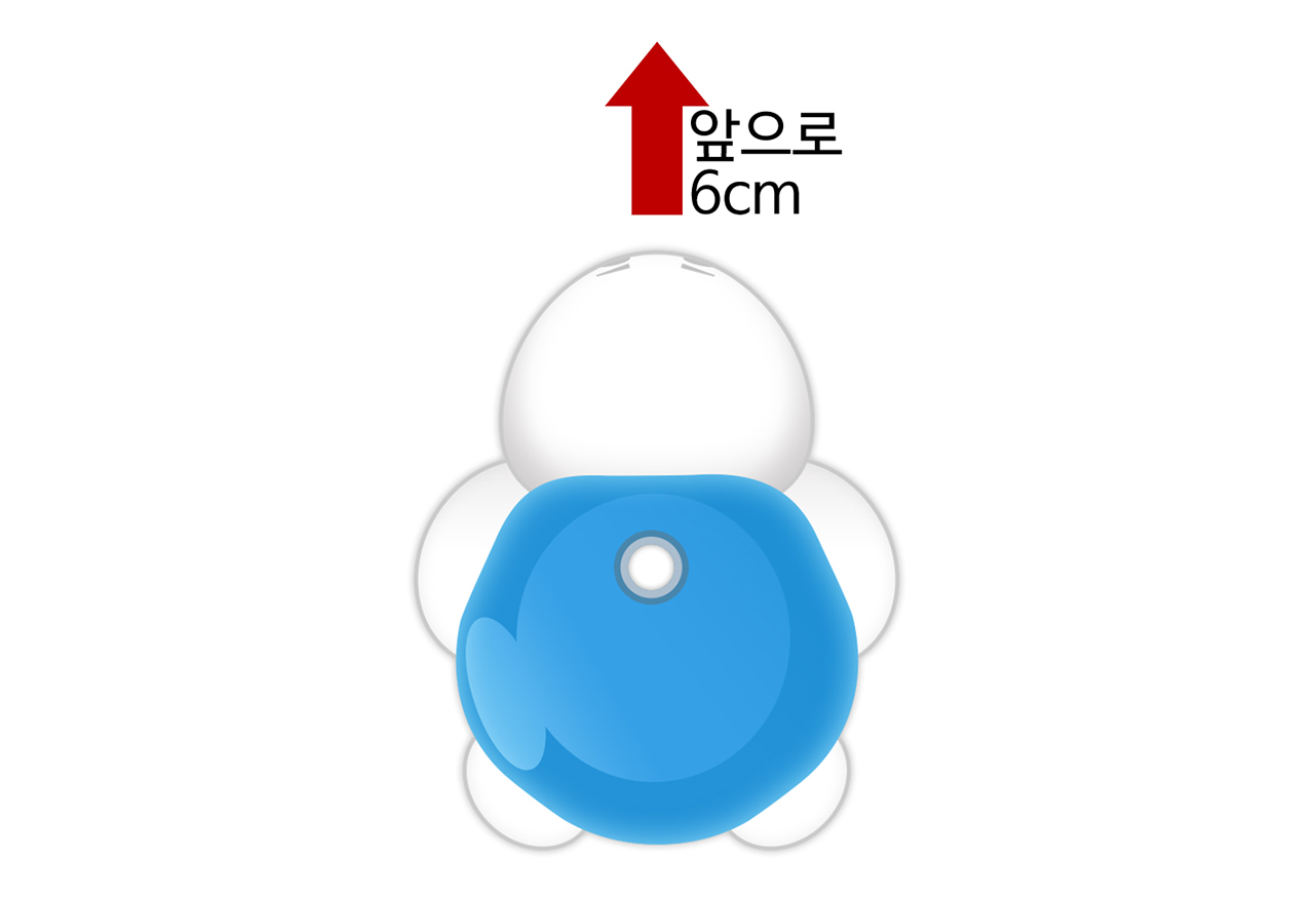 이미지. 위에서 내려다본 터틀로봇의 이미지, 위쪽 화살표와 앞으로 6cm 라고 그려져 있다.