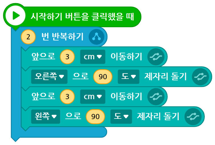 이미지. 터틀 로봇을 움직이게 하기 위한 블록의 스크린샷