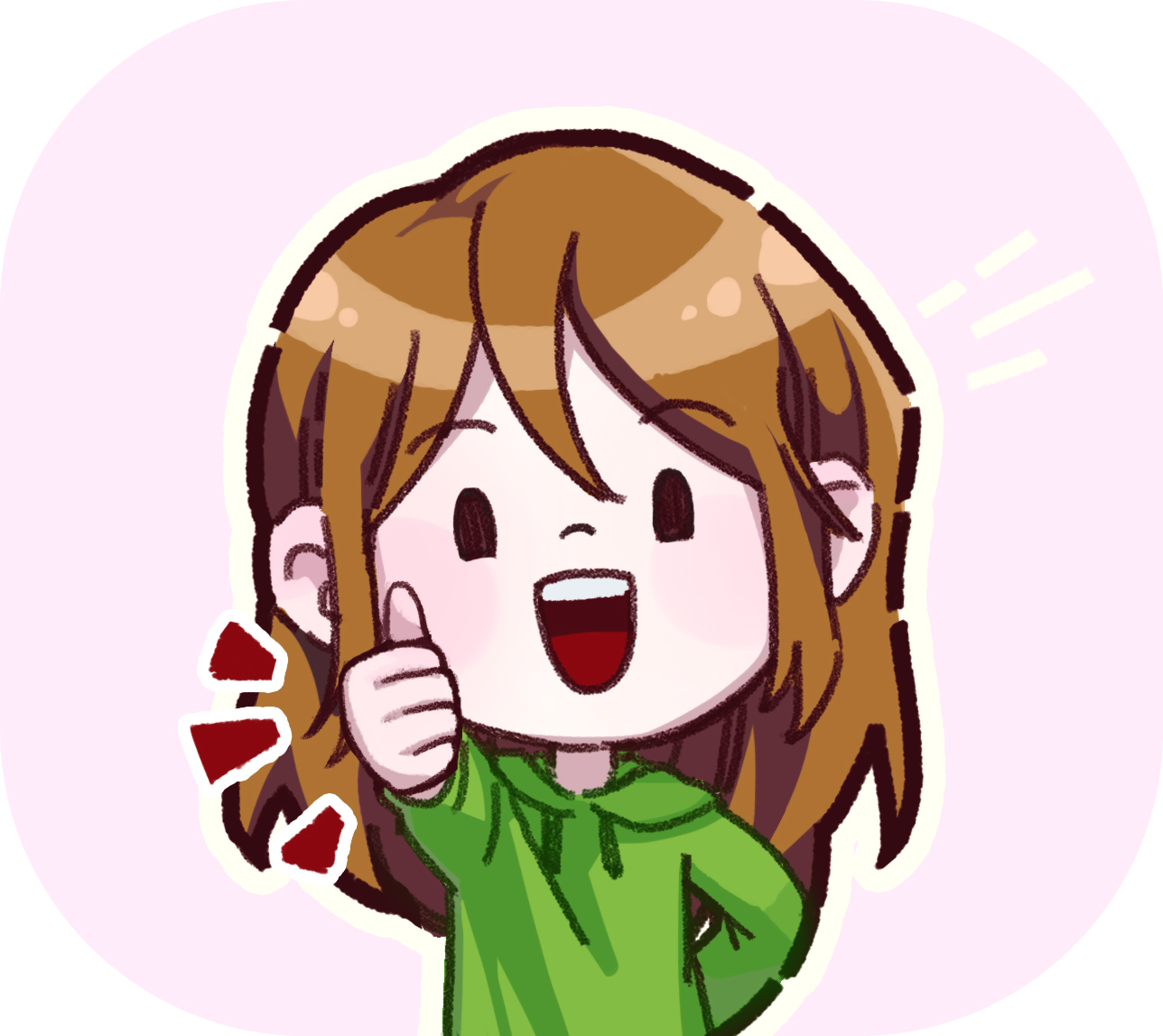 이미지. 엄지를 치켜세우고 있는 여자아이의 그림