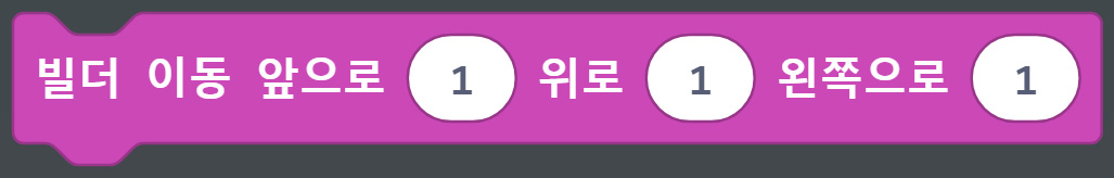 이미지. 빌더 이동 앞으로1 위로 1 왼쪽으로 1 블록