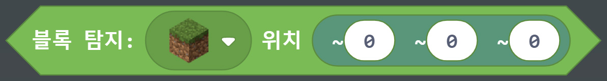 이미지. 블록 탐지:잔디블록 위치(0,0,0) 블록