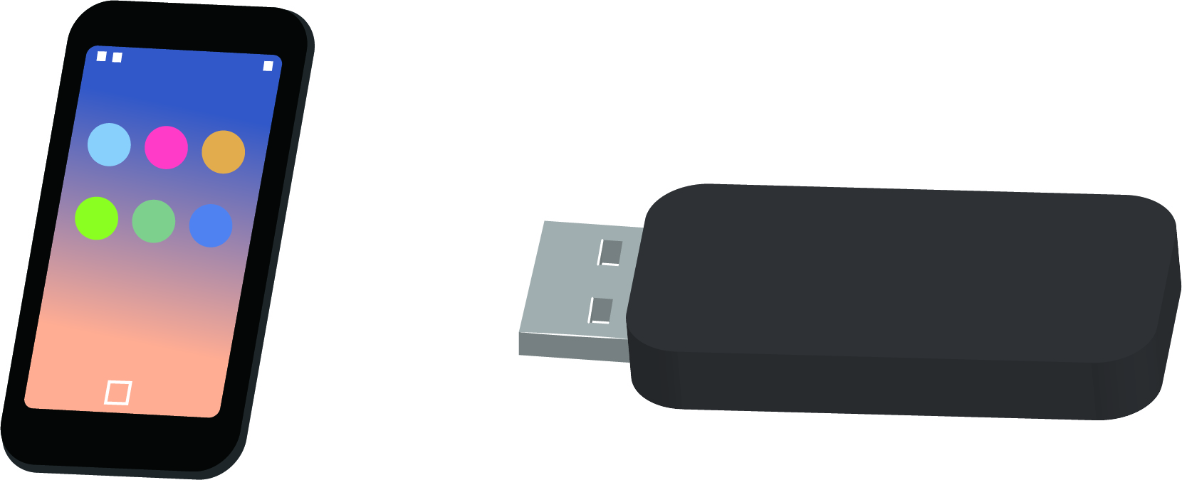이미지. 핸드폰과 USB 그림.