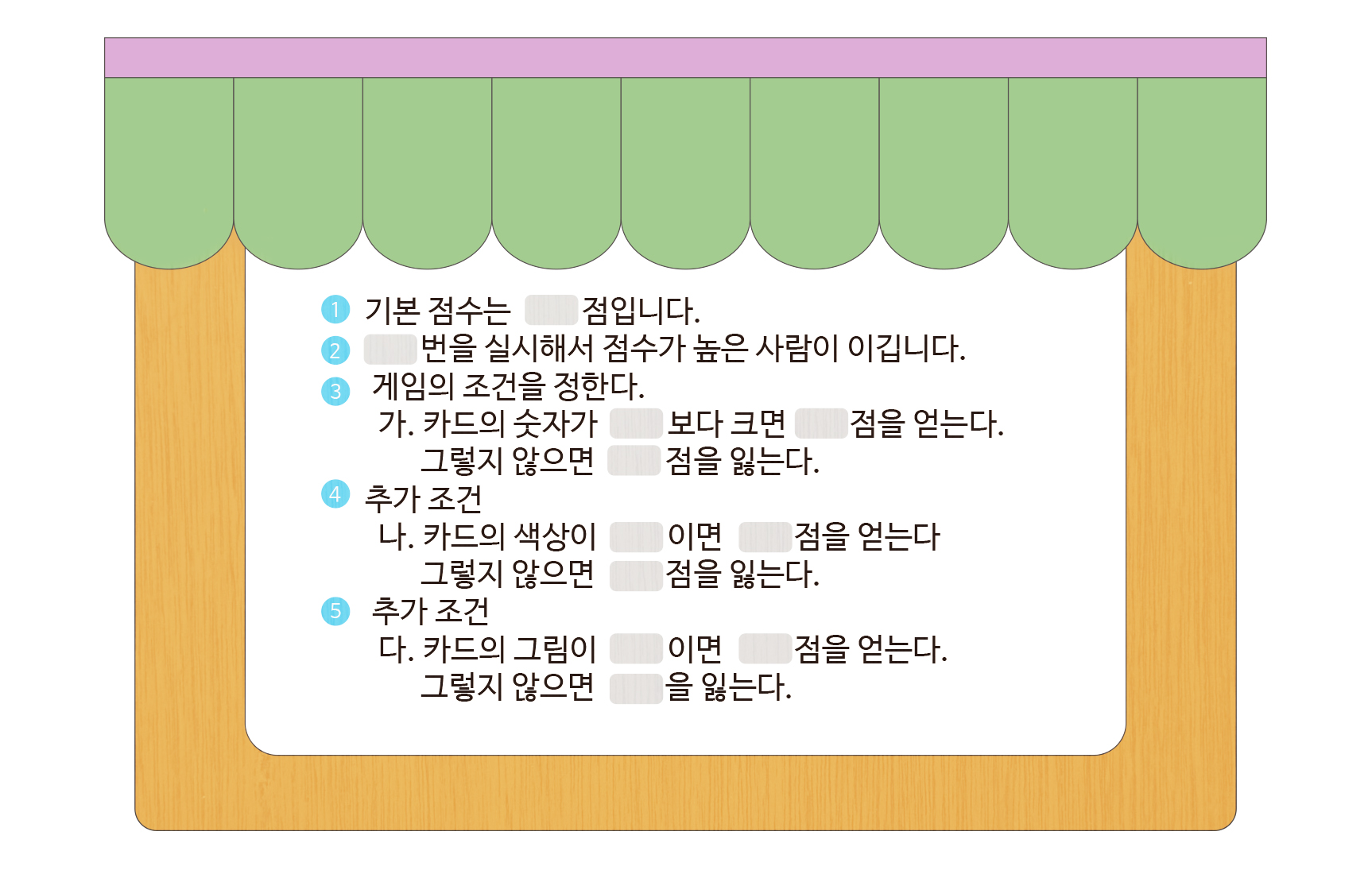 이미지. 조건을 정하는 규칙판