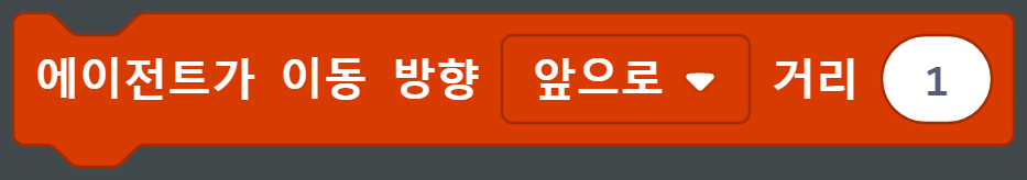 이미지.  에이전트가 이동 방향 앞으로 거리 1