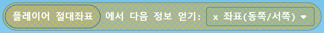 이미지. 플레이어 절대 좌표에서 다음 정보 얻기 x 좌표(동쪽/서쪽) 블록