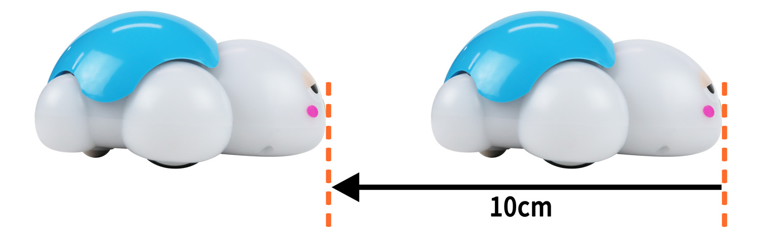 이미지. 거북이 로봇을 10cm 뒤으로 이동하는 사진.