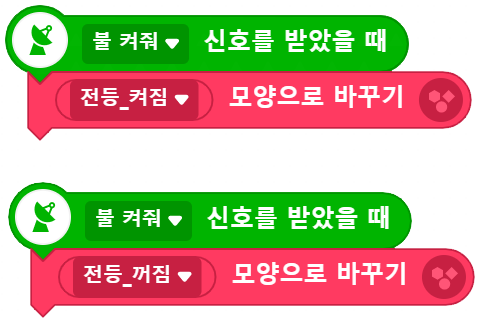 전등 오브젝트 블록 코딩