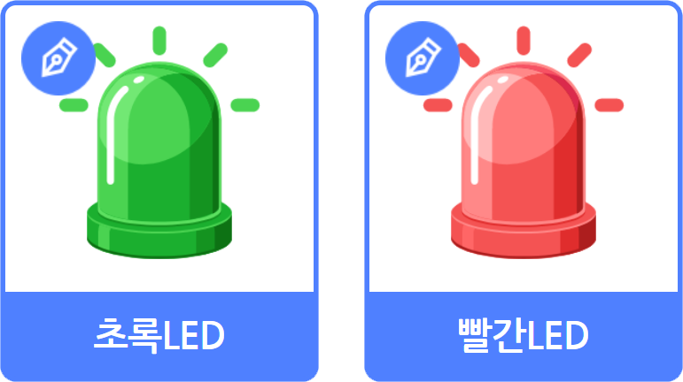 초록LED, 빨간LED 오브젝트