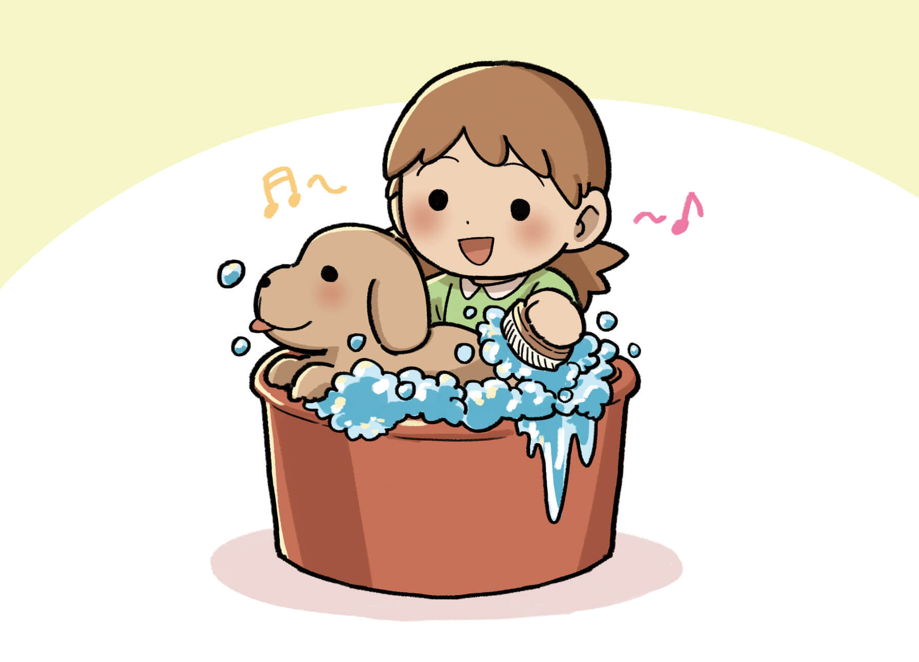 목욕시키는 모습의 삽화
