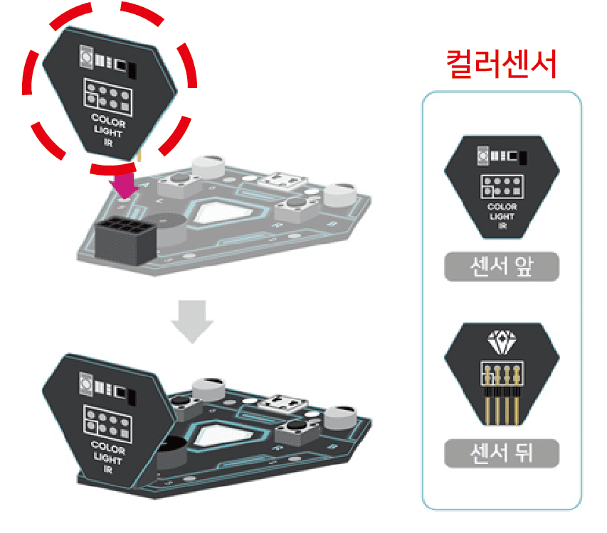 컬러센서를 다이아보드에 연결한다.