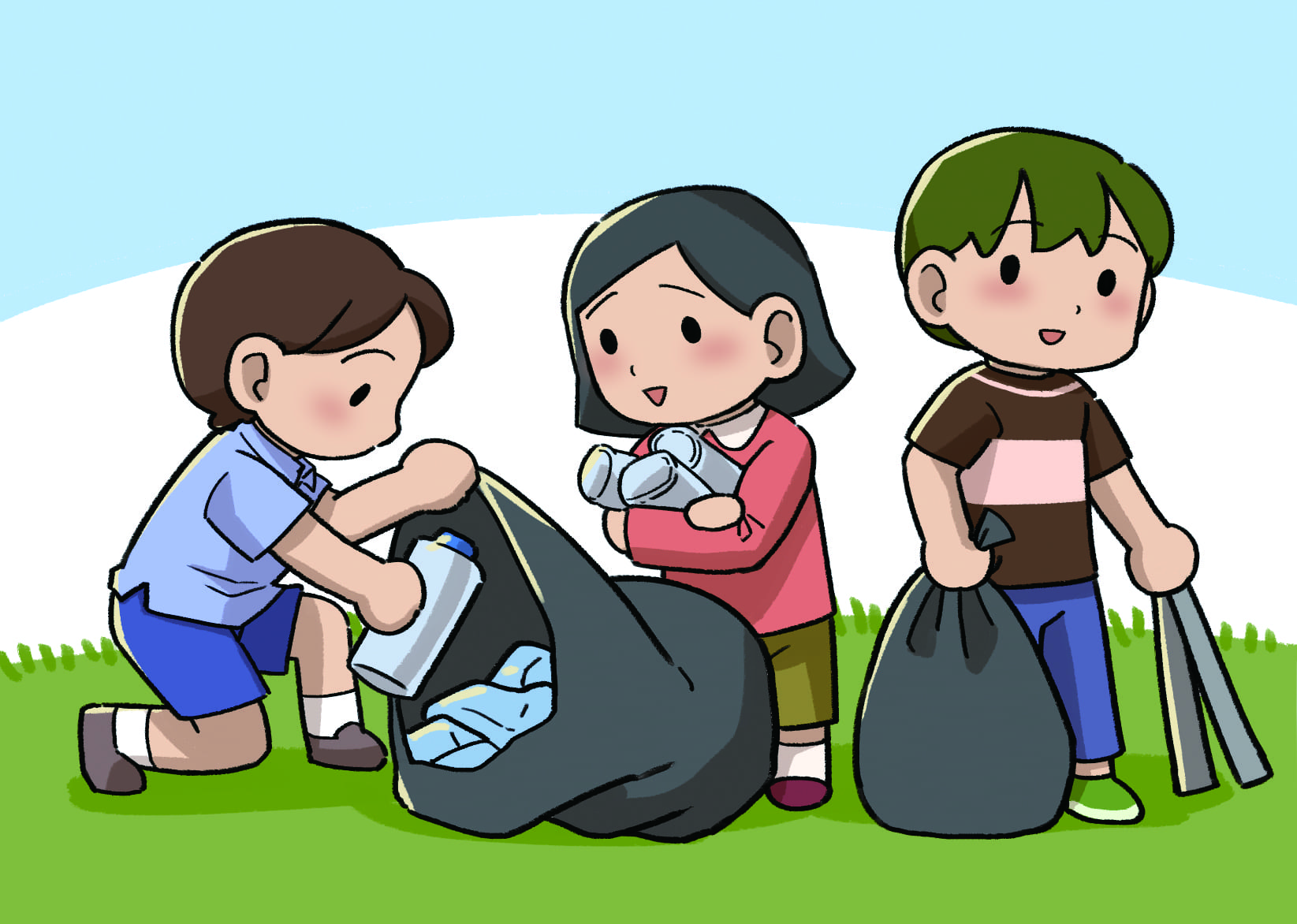쓰레기 줍기 삽화
