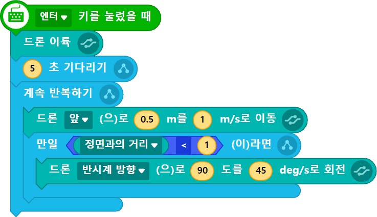 엔터 키를 눌렀을때, 드론 이륙 후 기다리고 반복