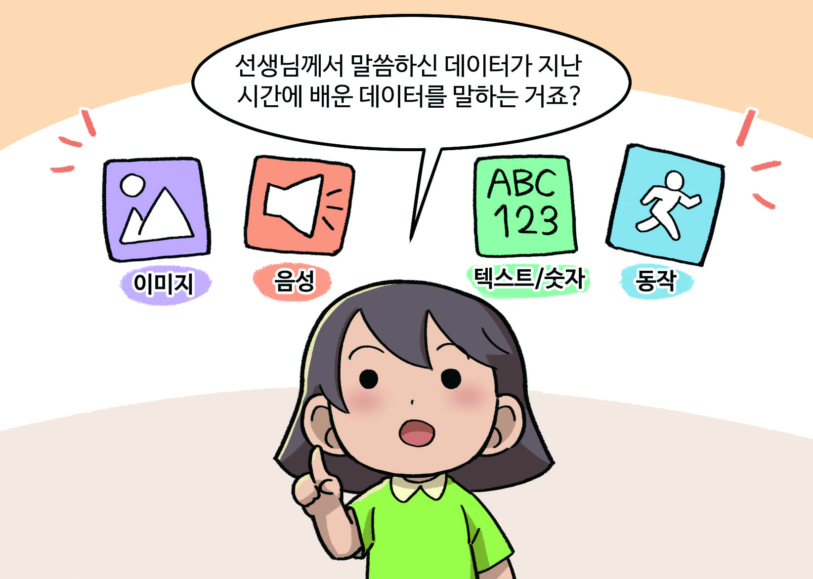 여학생: 선생님께서 말씀하신 데이터가 지난 시간에 배운 데이터를 말하는 거죠?