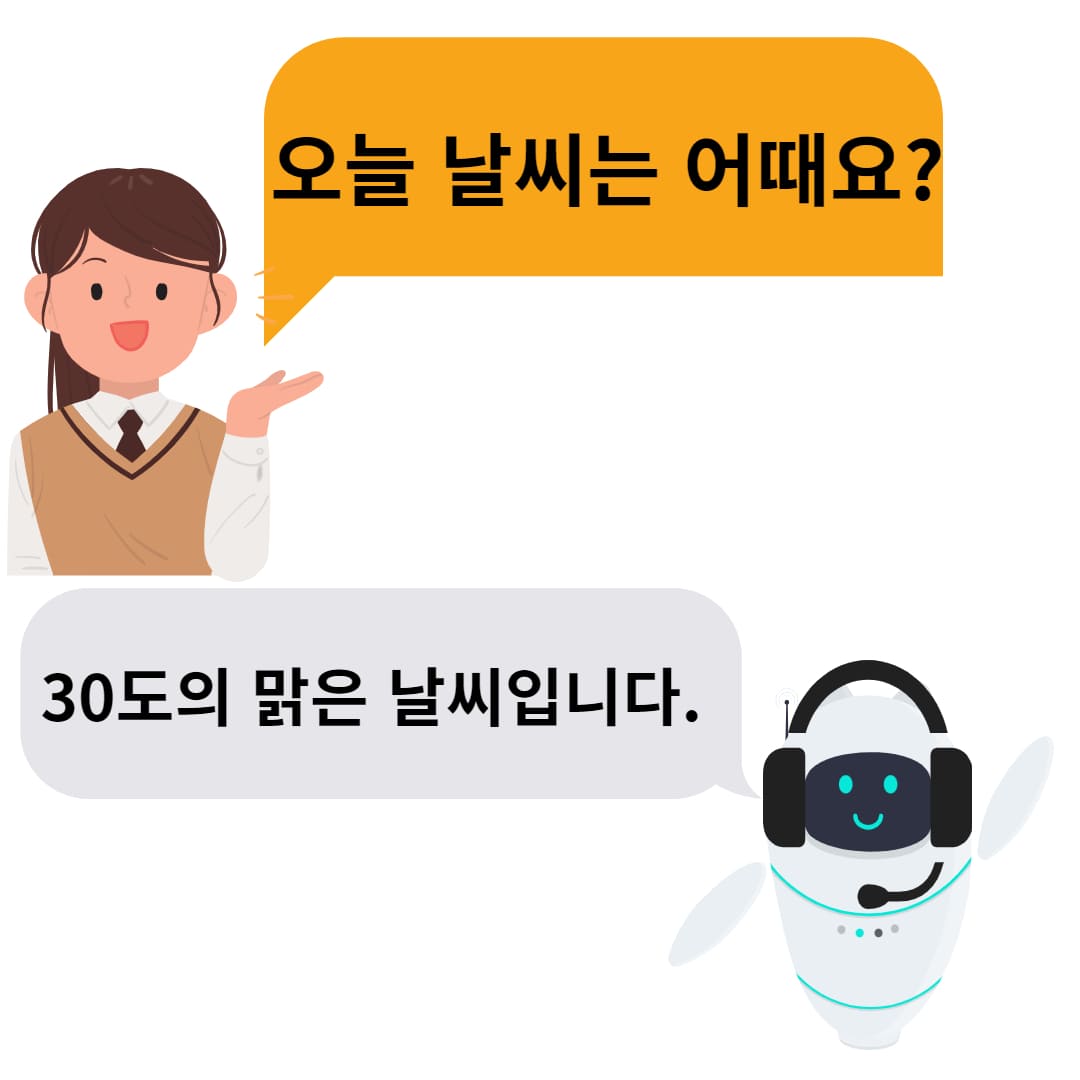여학생:오늘 날씨는 어때요
                                         인공지능:30도의 맑은 날씨입니다. 
                                          